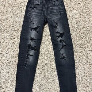 American Eagle Outfitters Black Distressed Skinny Jeans